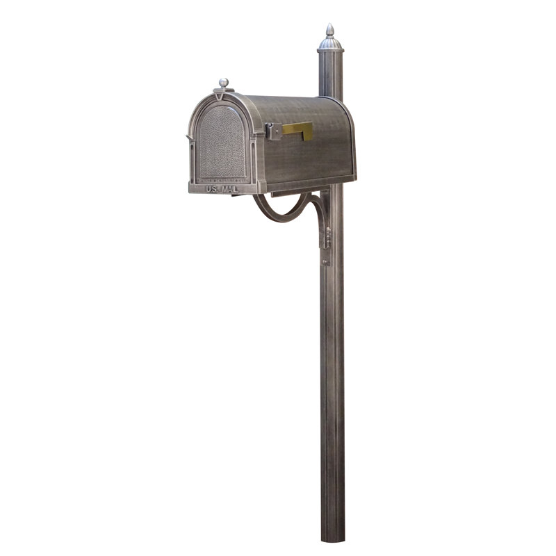 Berkshire Aluminum Post Mounted Mailbox, Swedish Silver