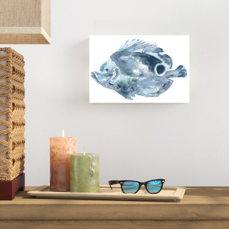 " Blue Ocean Fish IV " by June Erica Vess Painting Print, 8" H x 12" W