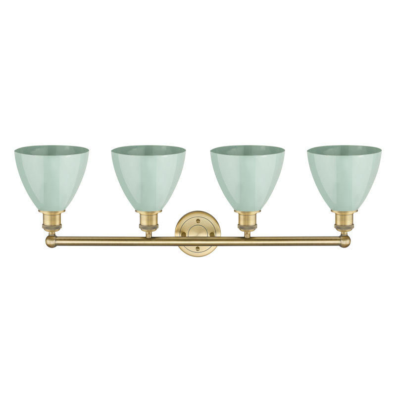 Alquin 4 - Light Dimmable Vanity Light, Seafoam, Brushed Brass