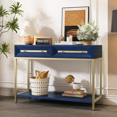 Console d'entrée à deux tiroirs TREMXM, design rétro à mi-chemin, idéal pour les vestibules et les salons, finition, style et fonctionnalité, parfait pour la décoration intérieure