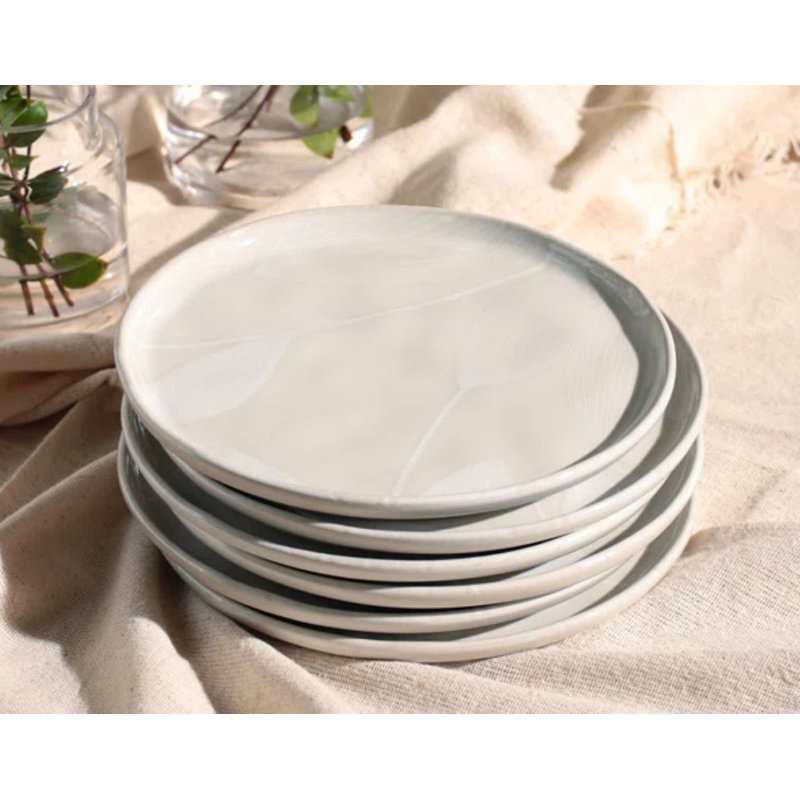 Handcrafted Round Porcelain Salad/Dessert Plates, Set of 6