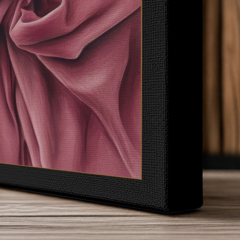 Burgundy Silks Minimalist 1 Piece Wrapped Canvas Wall Art, 30x20 - 76.2 x 50.8 cm, Black Border