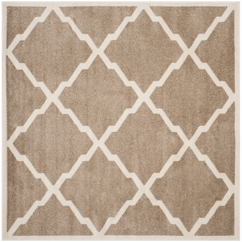 Tapis d'intérieur blé / beige à motif géométrique Ammundsen, Carré 7 pi