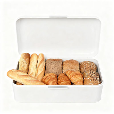 Extra Large Bread Box For Kitchen Countertop, Holds 2 Loaves, 1 (White)