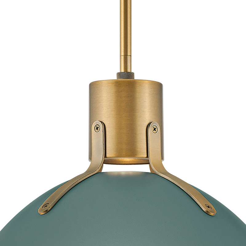 Luminaire suspendu en dôme à 1 lumière Clendon, H 12,25 po x l 14 po x P 14 po, Vert sauge, Vert sauge