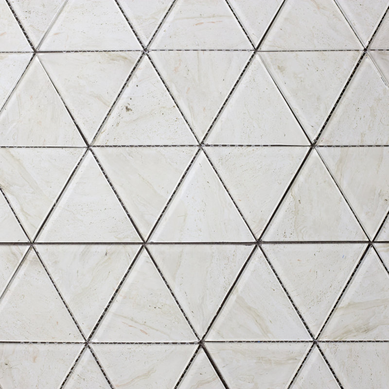 Nature 4 in. x 4.5 in. Marble Look Glass Straight Edge Triangle Mosaic Decorative Kitchen & Bathroom Wall Tile