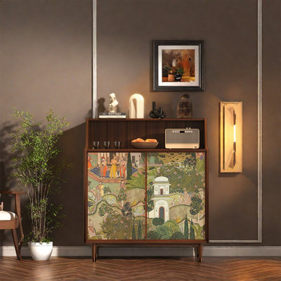 Durable Pine Wood Two Door Storage Cabinet