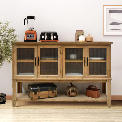 Accent Glass Door Wooden Sideboard Cabinet