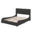 Opulent lit plateforme revêtu de cuir artificiel avec tête de lit épaisse, système audio Bluetooth et éclairage à DEL RVB-1811287447-1811287444