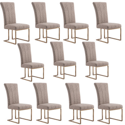 Ensemble de 10 chaises de salle à manger rembourrées en velours couleur avoine