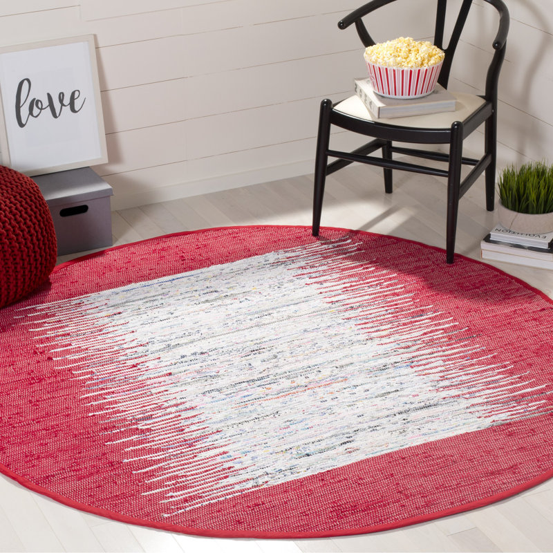 Tapis abstrait en coton tissé à la main Pascual, Rond 6 pi