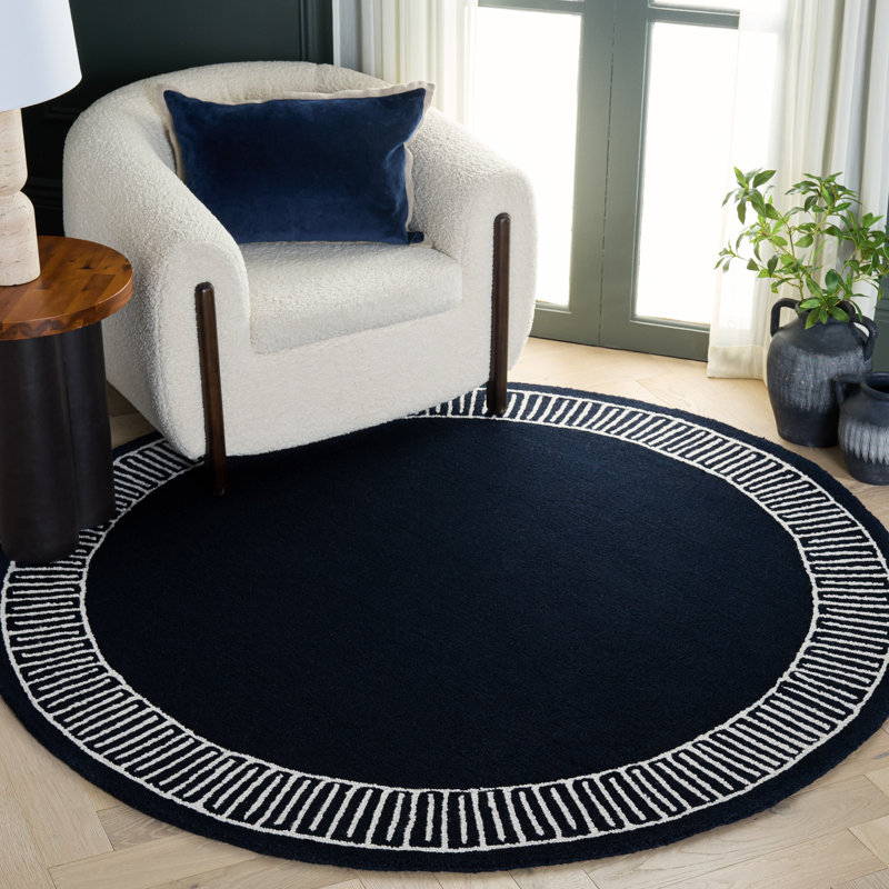 Metro 465 Hand Tufted 80% Wool; 20% Cotton Geometric Rug, Round 6'