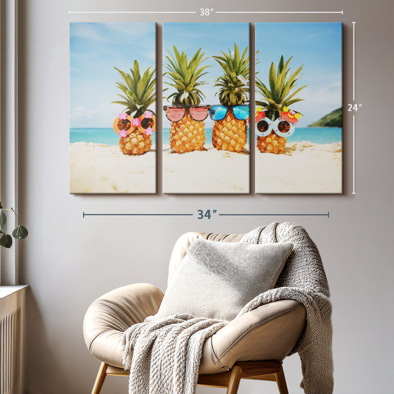 "Drôle d'ananas" sur toile, H 24 po x l 38 po
