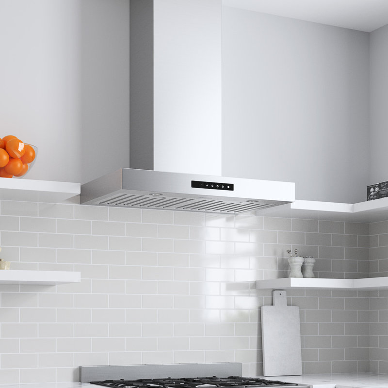 Ancona 30" Stainless Steel Convertible Wall Mount Range Hood with LED Night Light