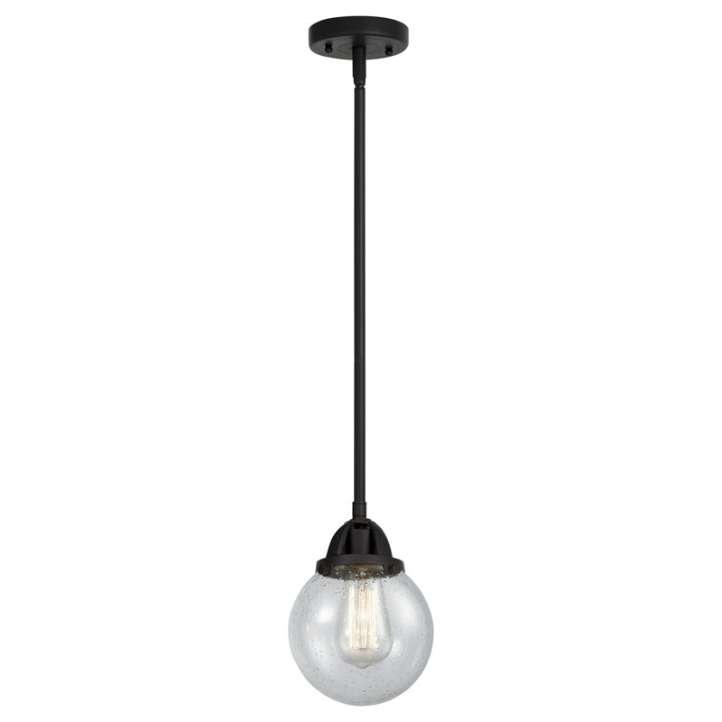 Luminaire suspendu sphère 1 lumière Lorri, Ampoule à DEL rétro de 6 watts, Noir mat, Grainé