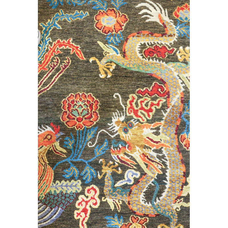Tapis rectangulaire unique de 9 pi 2 po x 12 pi 6 po brun Tibetan Rugs By Bespoke