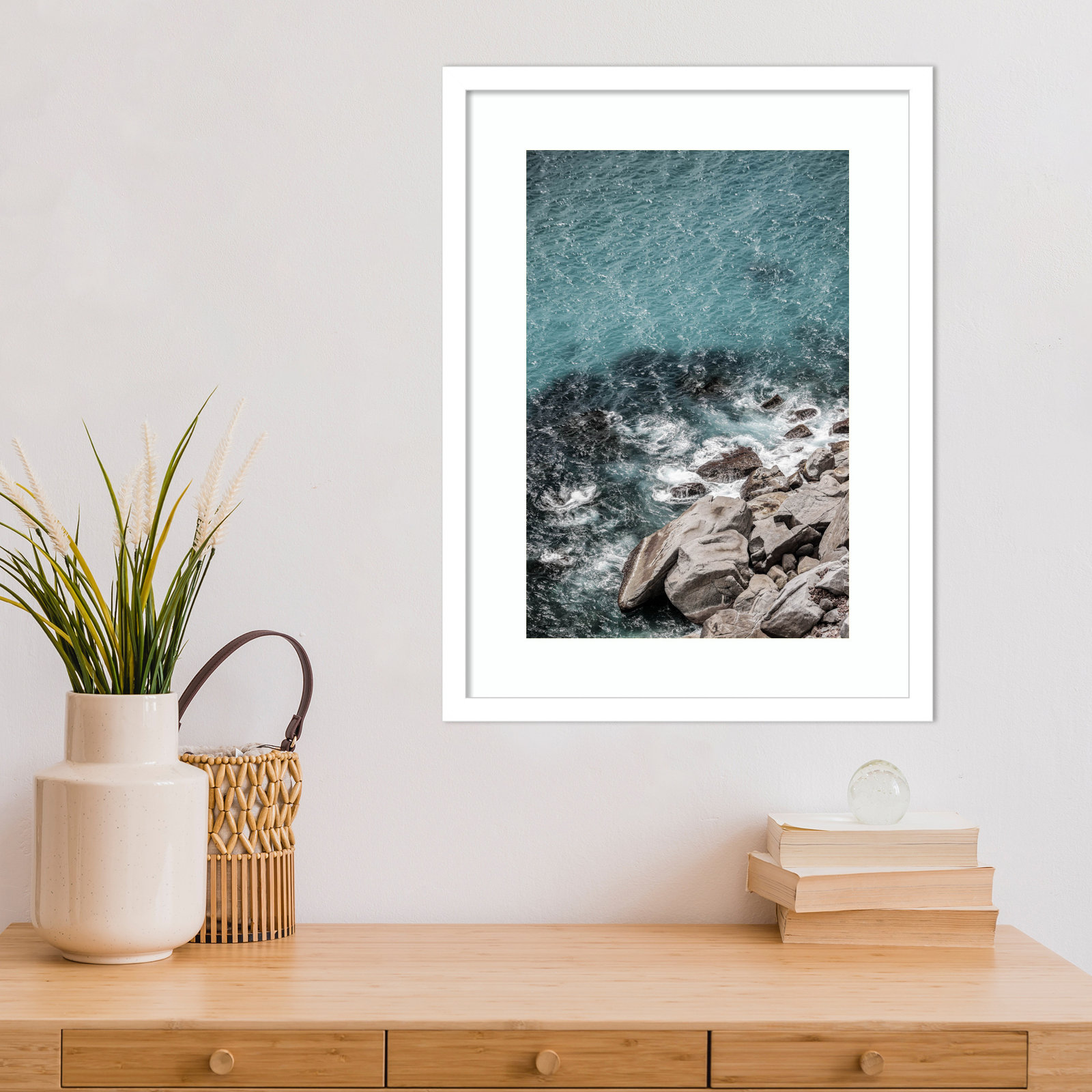 Pacetti "Aqua Sea Shores" Print, White, 21" H x 16" W