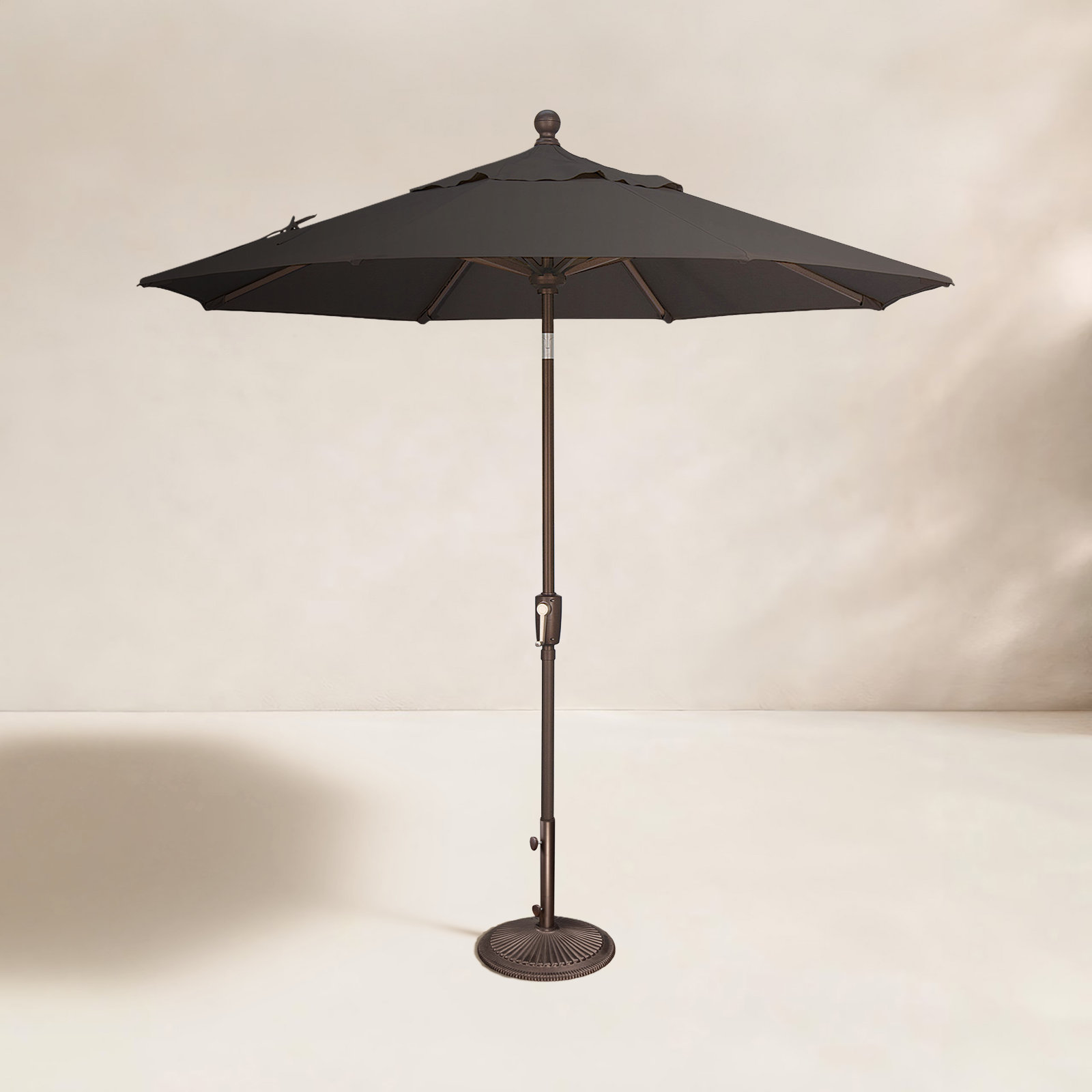 Bigsby 7.5' Sunbrella® Umbrella, 96" H x 90" W x 90" D, Canvas Black Sunbrella® Canvas, Bronze