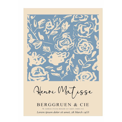 Floral Henri Matisse, fleurs roses, bohème bleu, reproduction d'art non encadrée