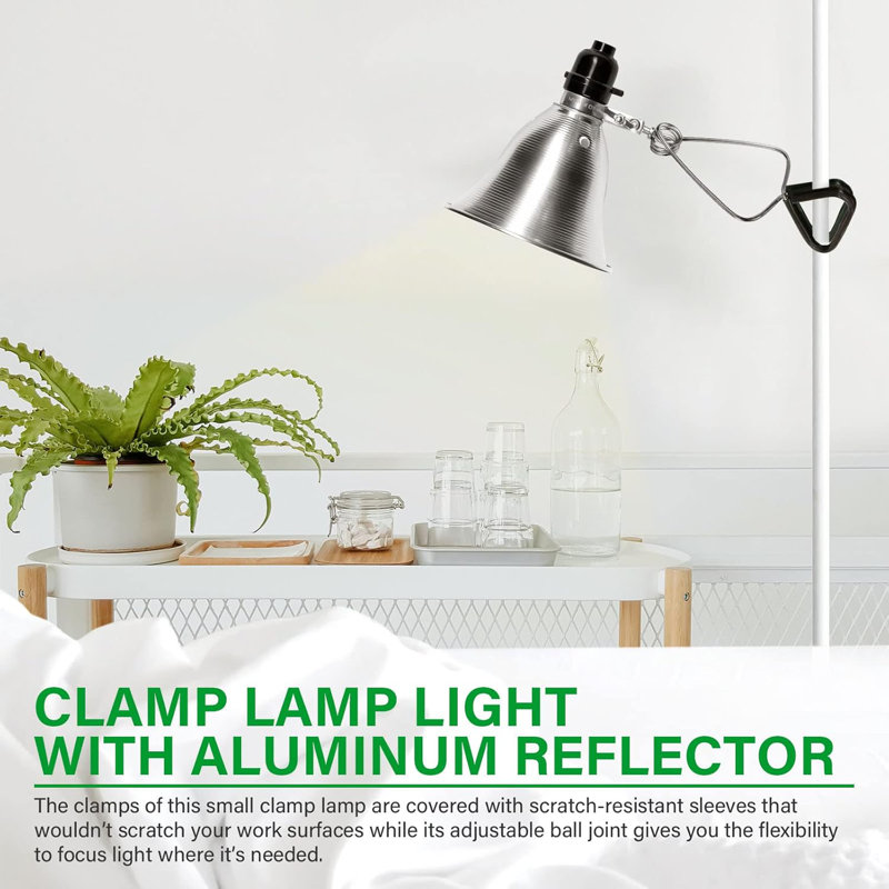 Lampe à pince simple de luxe avec réflecteur en aluminium de 5,5 pouces jusqu'à 60 watts E26 (sans ampoule incluse), cordon de 6 pieds, paquet de 2