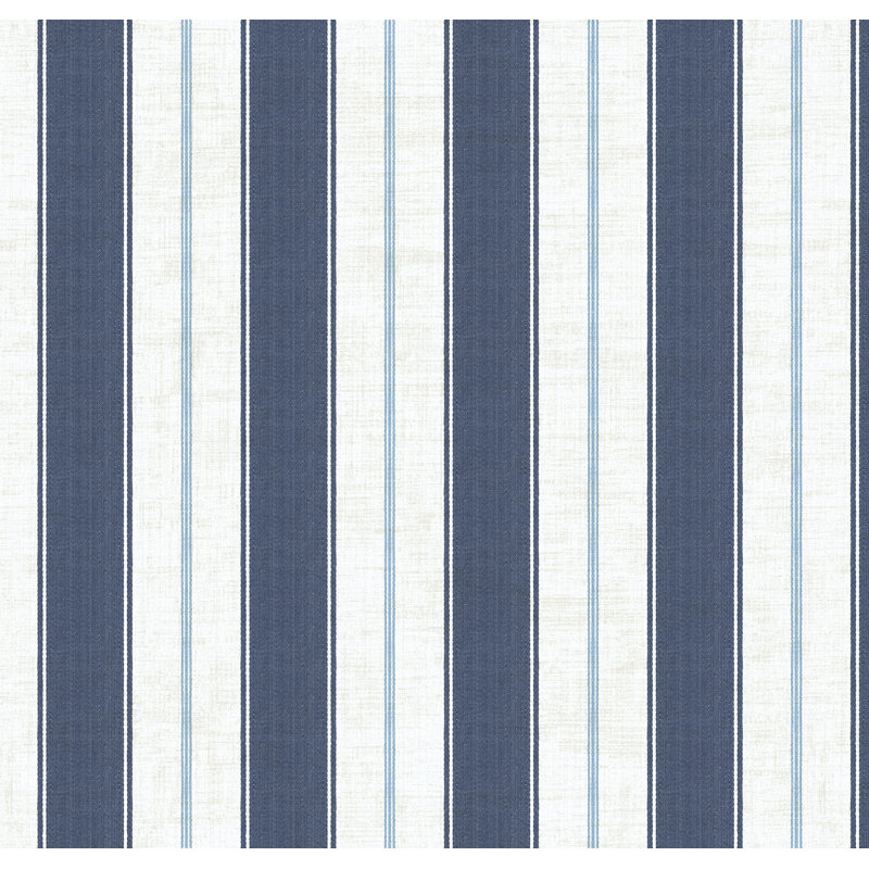 Rouleau de papier peint texturé L 33 pi x l 20,5 po Nedra Classic Stripe, Bleu marine