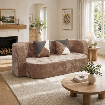 Canapé-lit convertible en coquille d'œuf avec tissu moelleux doux et éponge à haute densité 33D, aucun assemblage requis pour les petits espaces