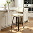 Ensemble de 3 tabourets de bar pivotants de style Mid-Century moderne de 26 po avec dossier courbé et pieds en bois massif