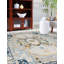 Tapis gris en polypropylène tissé à la machine Ikat-1461580997
