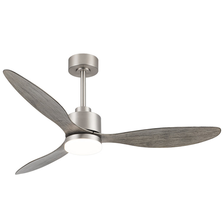Loritta 52'' 3 - Blade Large Indooor Ceiling Fan With Light Kit and Remote, 3 LED Colors, 6 Speed Noiseless DC Motor, Timer