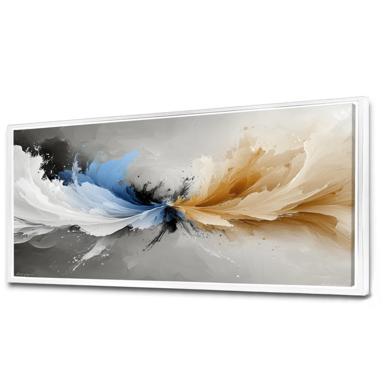 Ensemble d'art julia «Journey of Fractal Ink I», H 28 po x l 60 po, Cadre flottant, Blanc