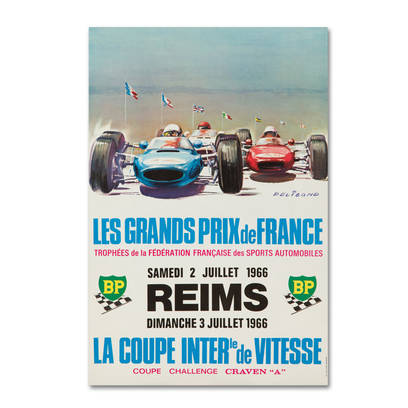 « course 3 », publicité rétro sur toile tendue, H 32 po x l 22 po x P 2 po