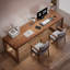 Bureau rectangulaire en bois massif noyer clair-110909416