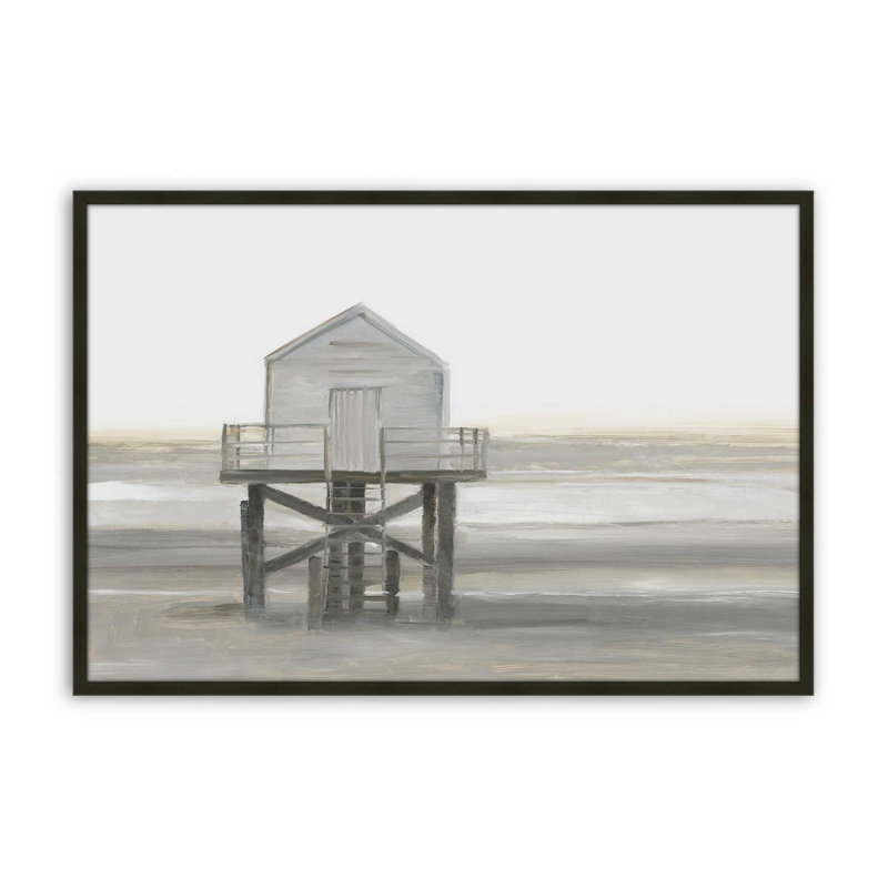 «Weathered Beach Outpost I» par Ethan Harper, reproduction d'art, H 24 po x l 32 po, Noir