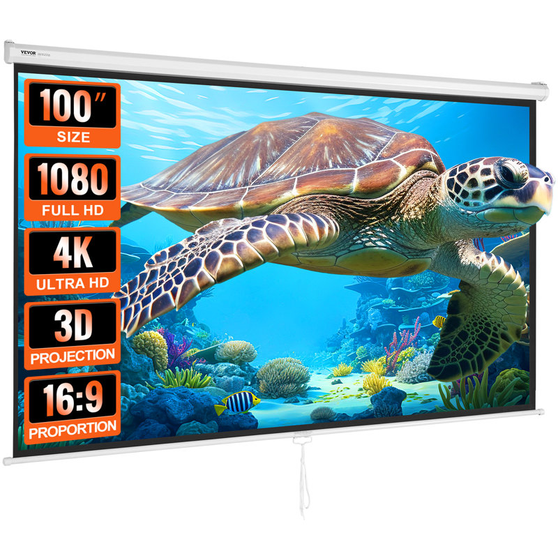 VEVOR 100" White Manual Pull Down Projector Screen