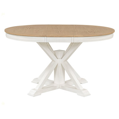 Retro Functional Extendable Dining Table With A 12" Leaf For Dining Room And Living Room