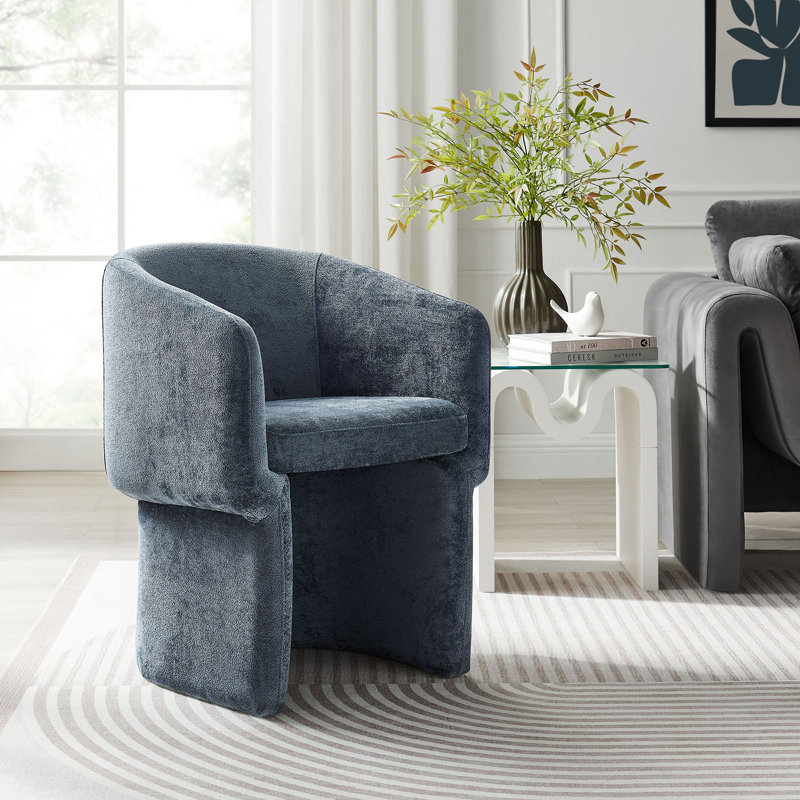 Verity Chenille Dining Armchair, Slate Blue