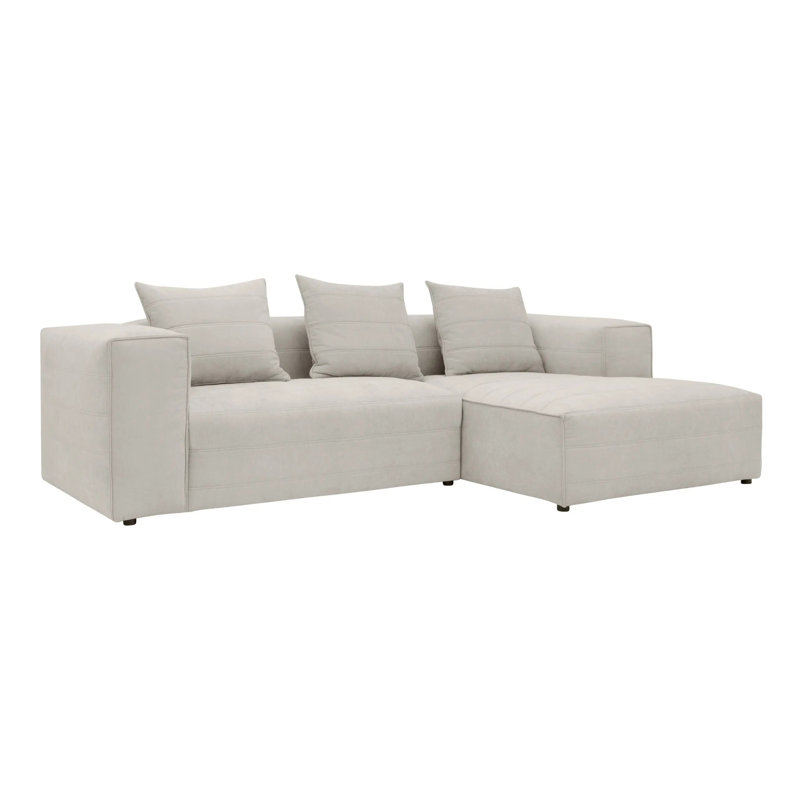 3 Seater Corner Sectional, Right Hand Facing, White Polyester