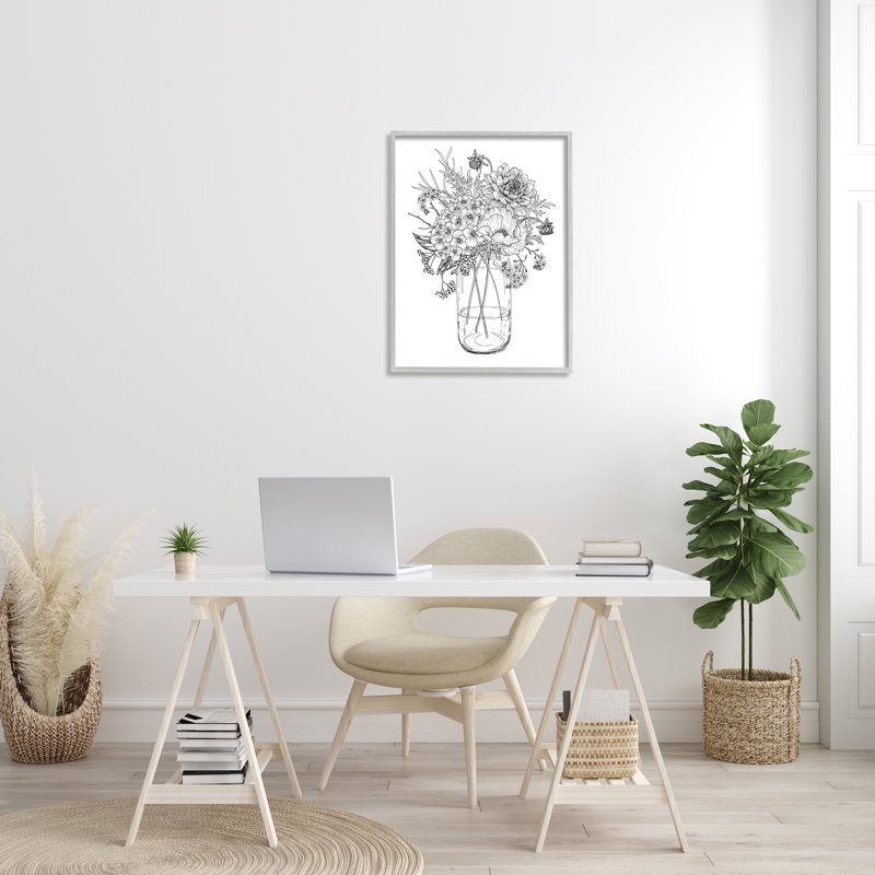 Bouquet de fleurs détaillé détaillé, H 30 po x l 24 po x P 1,5 po, Estampe numérique Farmhouse