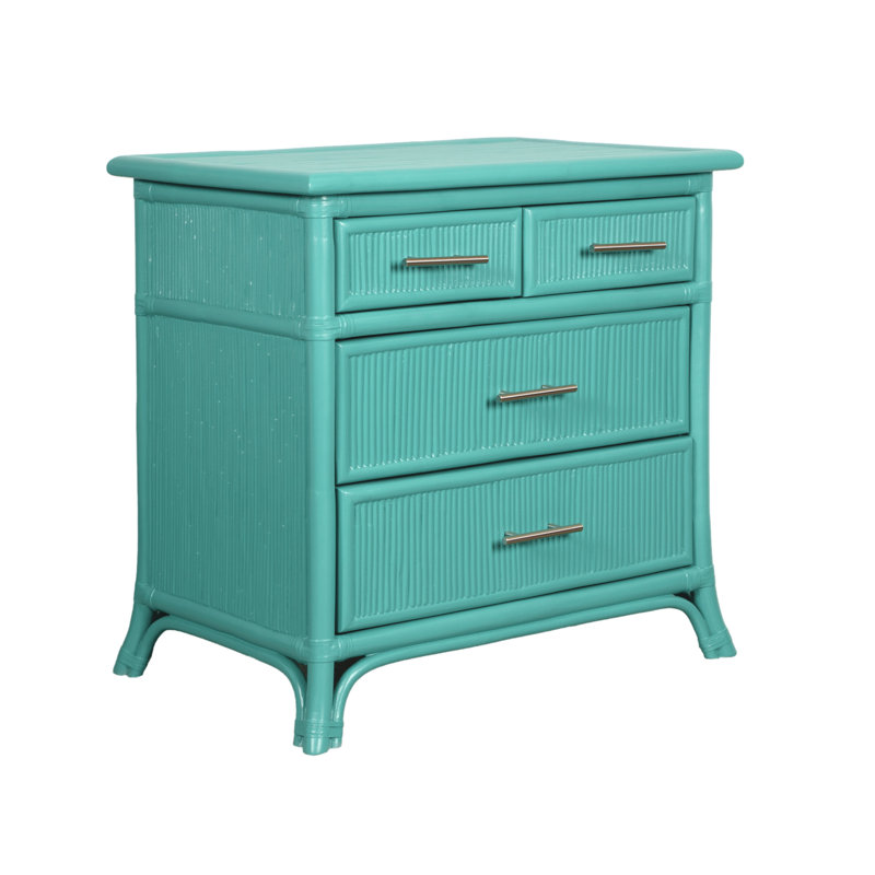 Table de chevet 4 tiroirs Bermuda, Turquoise