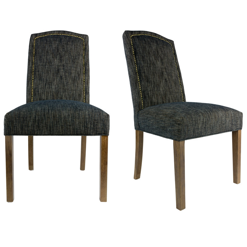 Upholstered Dining Chair, Espresso, Bronze, Charcoal Gray