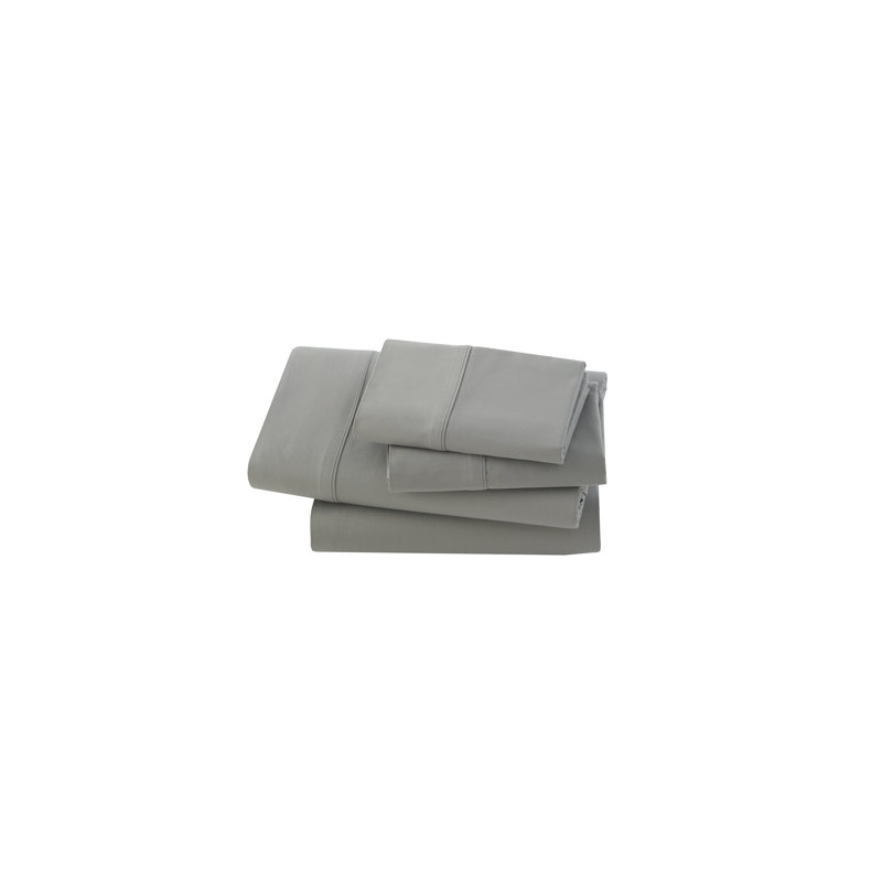 Sateen Fitted Sheet, Gray, Queen