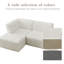 Ensemble de canapé modulaire rembourré en velours côtelé avec repose-pieds 3 pièces Berlare - entièrement compressé, aucun assemblage requis-637881188