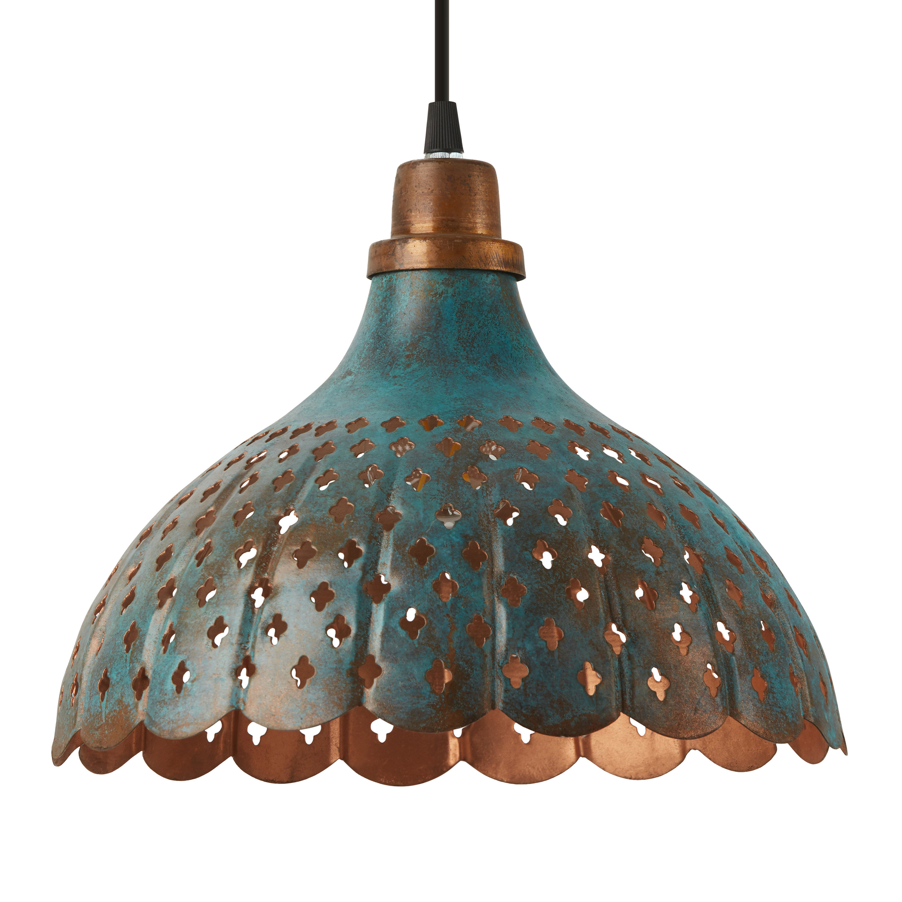 Langley Street® 12"W 1-Light Mcmeans Faux Blue Patina Metal Pendant & Reviews | Wayfair