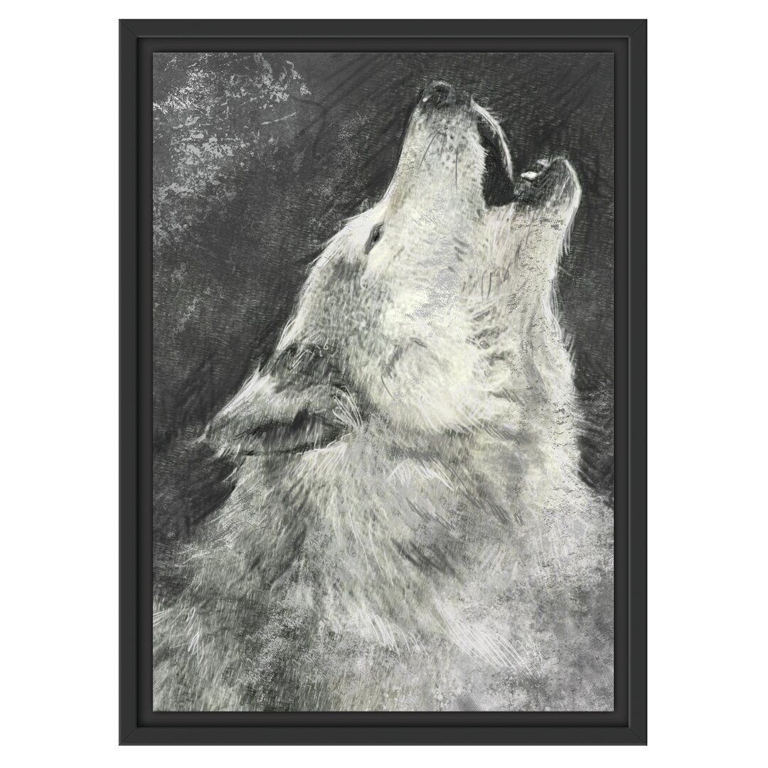 Gerahmtes Wandbild Heulender Wolf Kunst