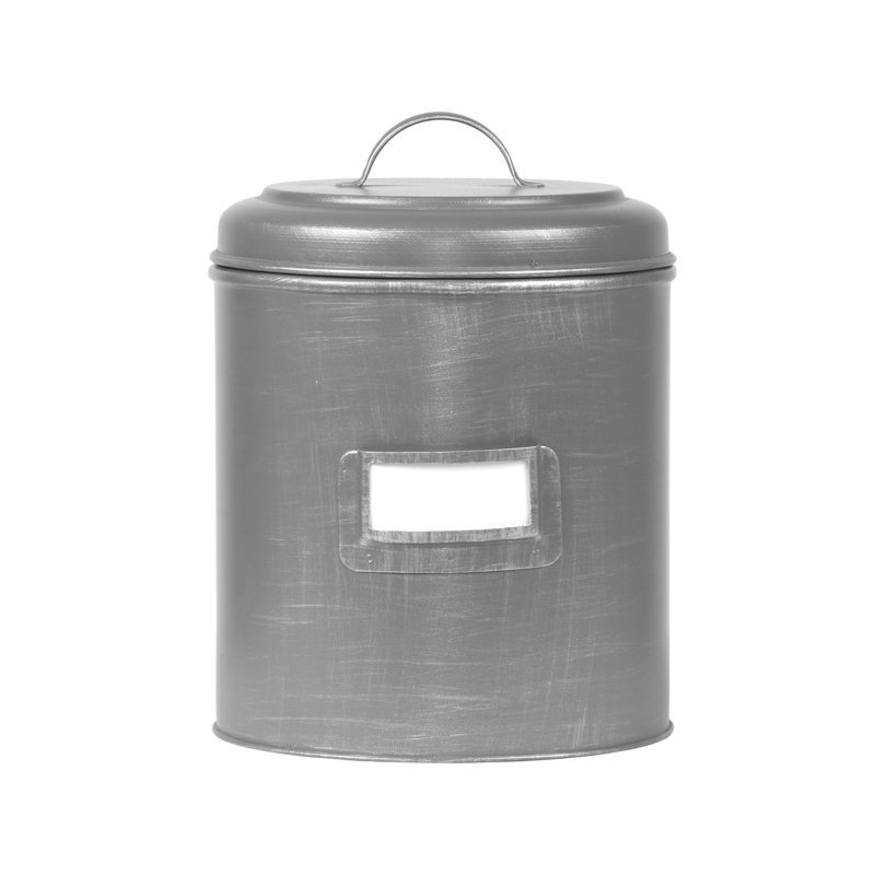 Metal Jar, 15cm H x 10cm W x 10cm D, Antique Grey