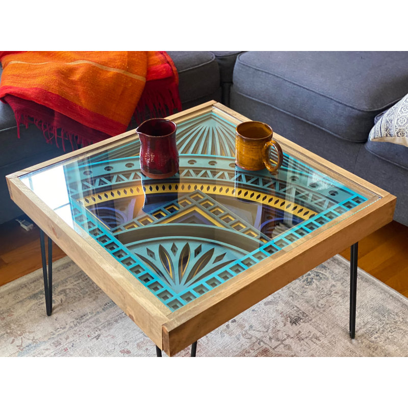 Table basse 4 pieds Iasmina, Turquoise