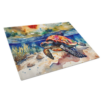 Loggerhead Sea Turtle Glass Cutting Board Large