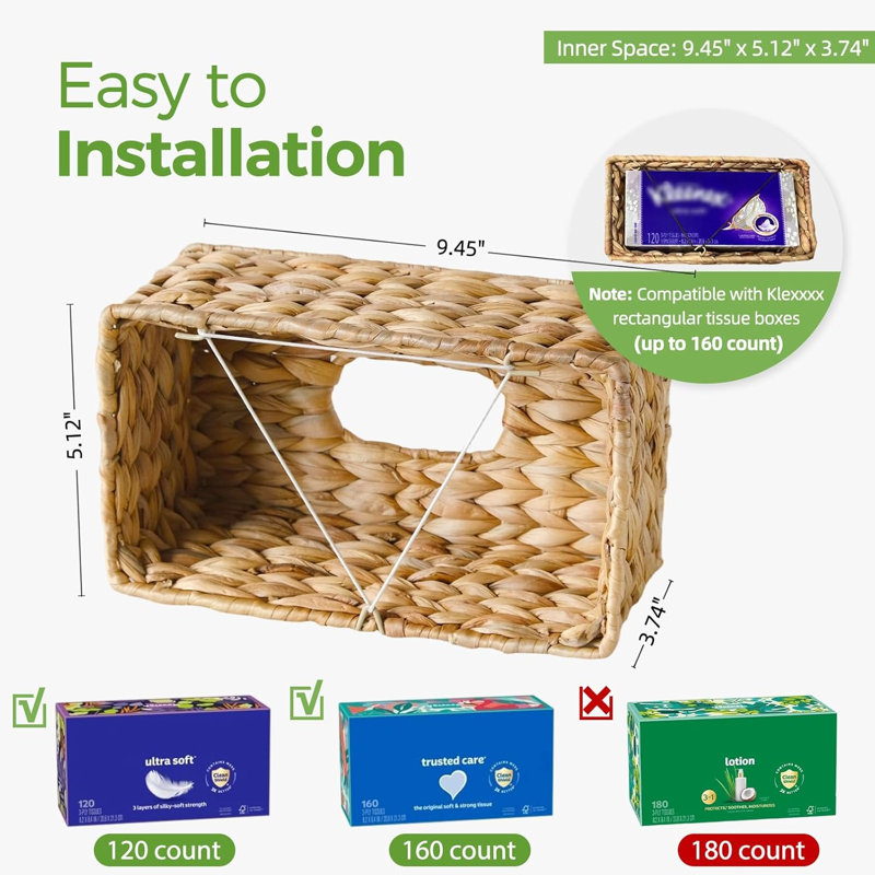 Rectangular willow tissue box cover