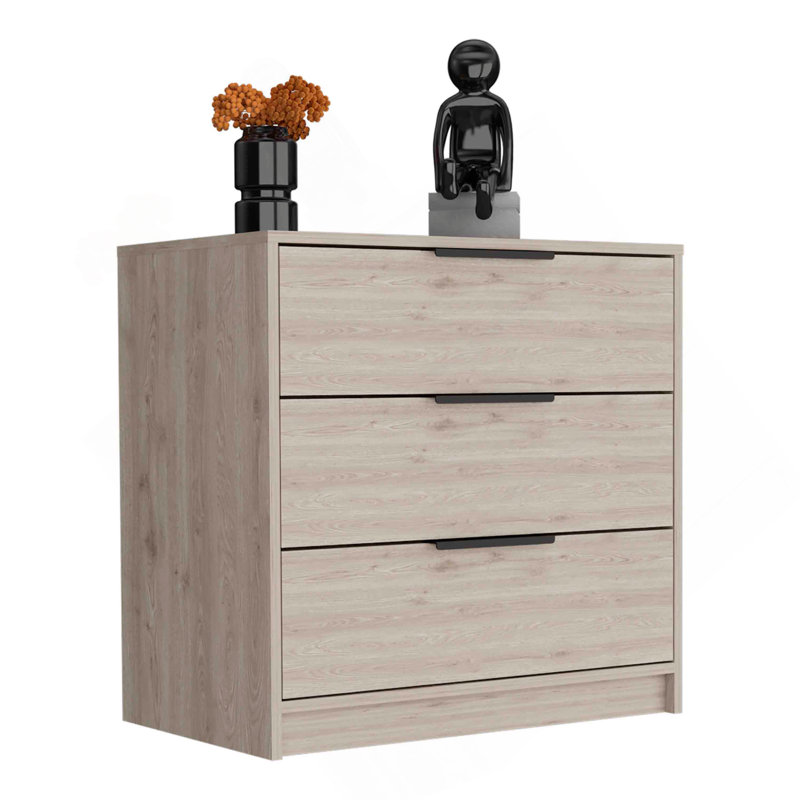 Dresser 27"H, 3 Drawers Dresser, Superior Top, Light Gray, Light Gray