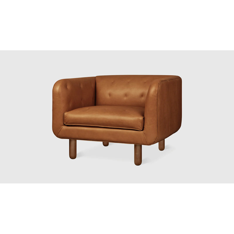 Fauteuil Beaconsfield en cuir noyer whisky, Cuir à équipement véritable brun